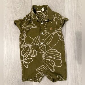 Green Floral Baby Romper